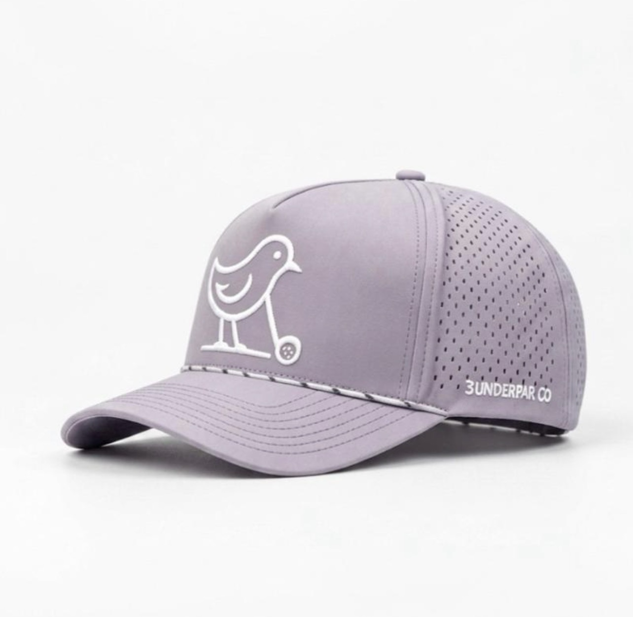 3 Under Par Co "Tap in Birdie" Edition Golf Hat - Light Purple with Perforated Design and White Trim