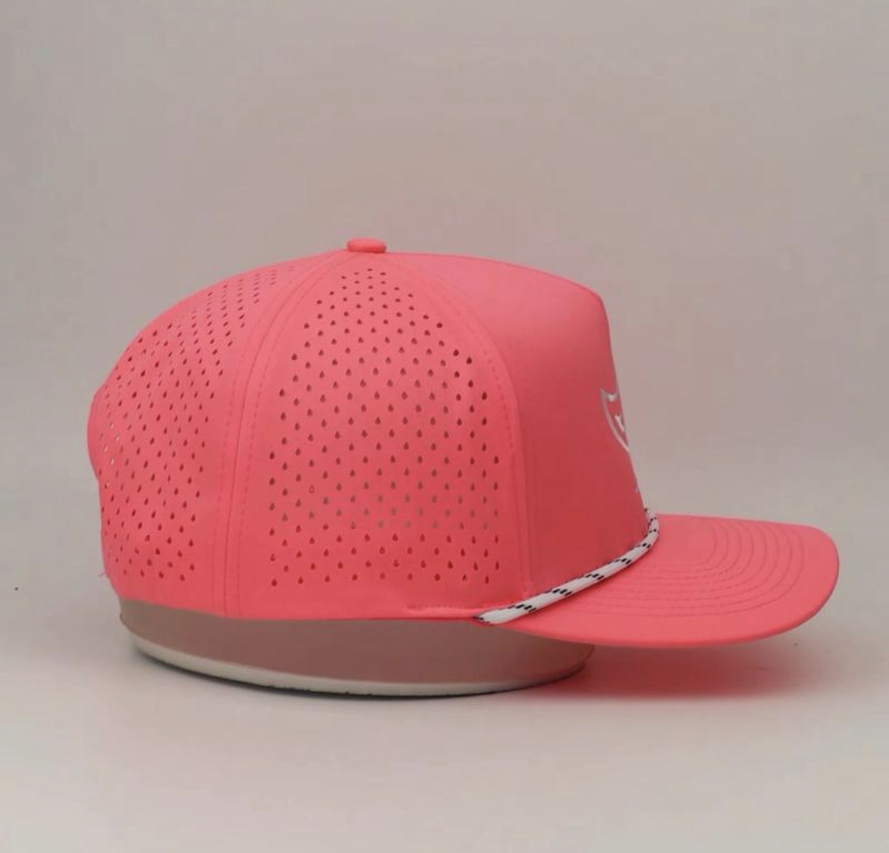 3 Under Par Co "Tap in Birdie" Edition Golf Hat - Pink with Perforated Design and White Trim view 5