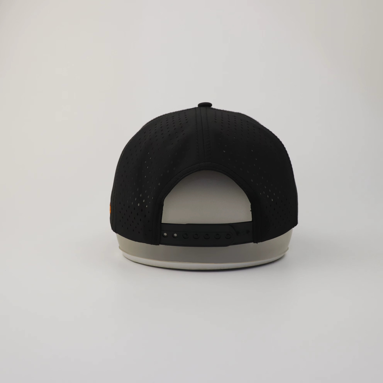 3 Under Par Co "Tap in Birdie" Edition Golf Hat - Black with Perforated Design and Orange Trim view 5