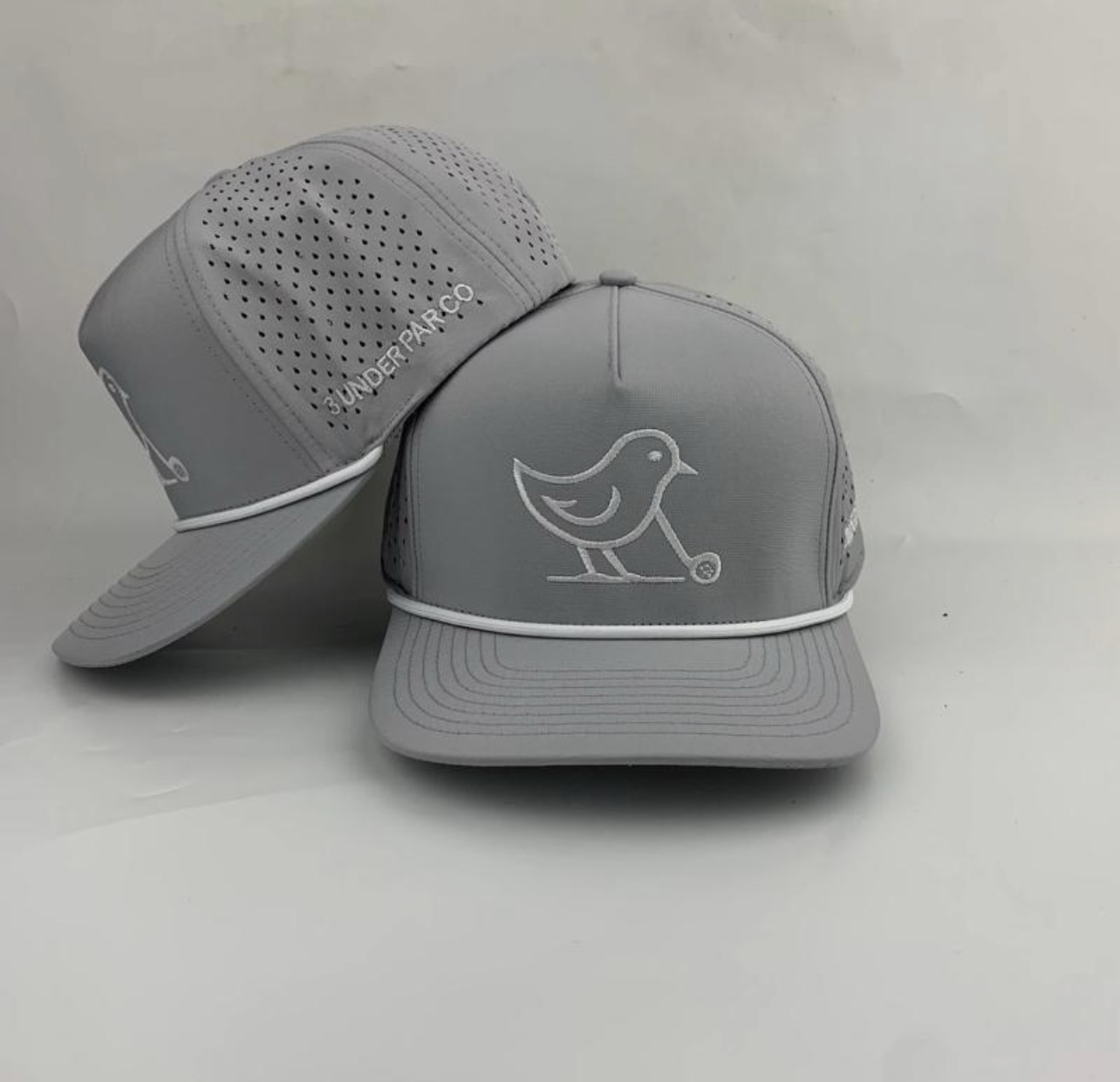 3 Under Par Co "Tap in Birdie" Edition Golf Hat Gray with Perforated Design and White Trim for Optimal Comfort view 8