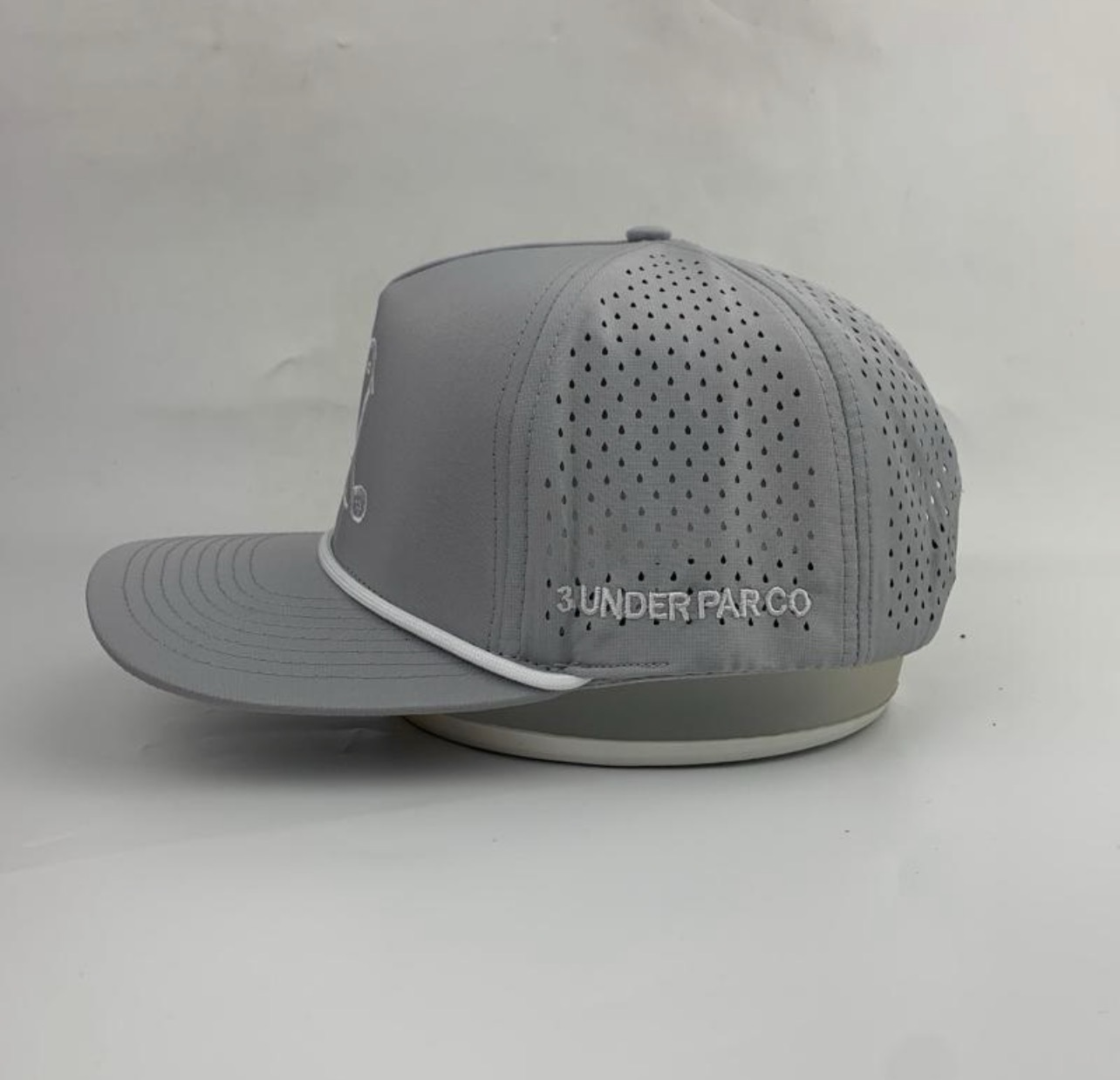 3 Under Par Co "Tap in Birdie" Edition Golf Hat Gray with Perforated Design and White Trim for Optimal Comfort view 4