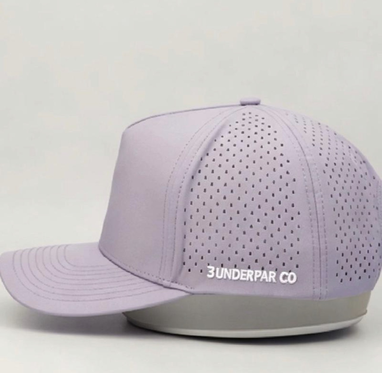 3 Under Par Co "Tap in Birdie" Edition Golf Hat - Light Purple with Perforated Design and White Trim view 3