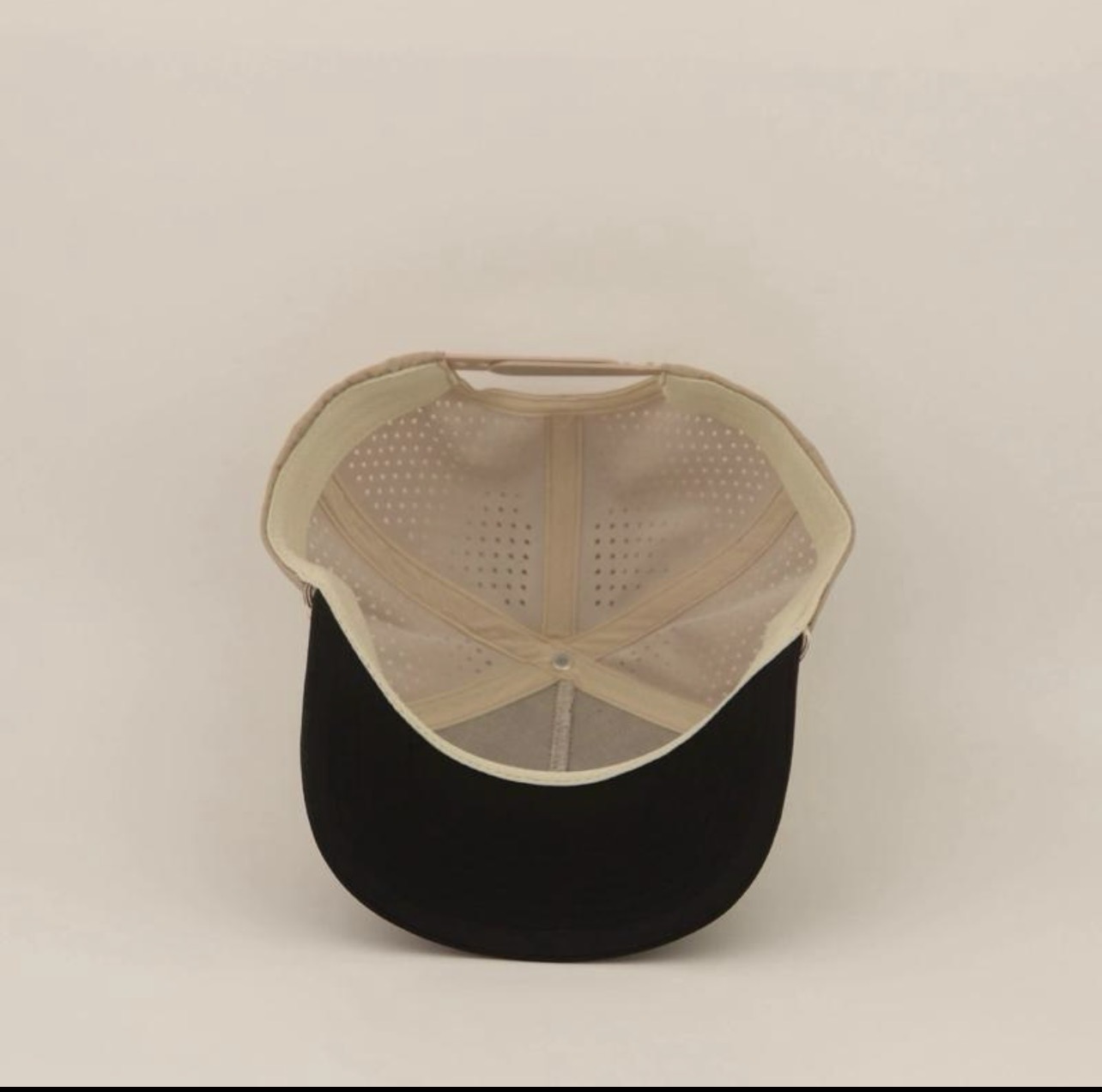 3 Under Par Co "Tap in Birdie" Edition Golf Hat - 2 Tone Black/Tan with Perforated Design and Black Trim view 4