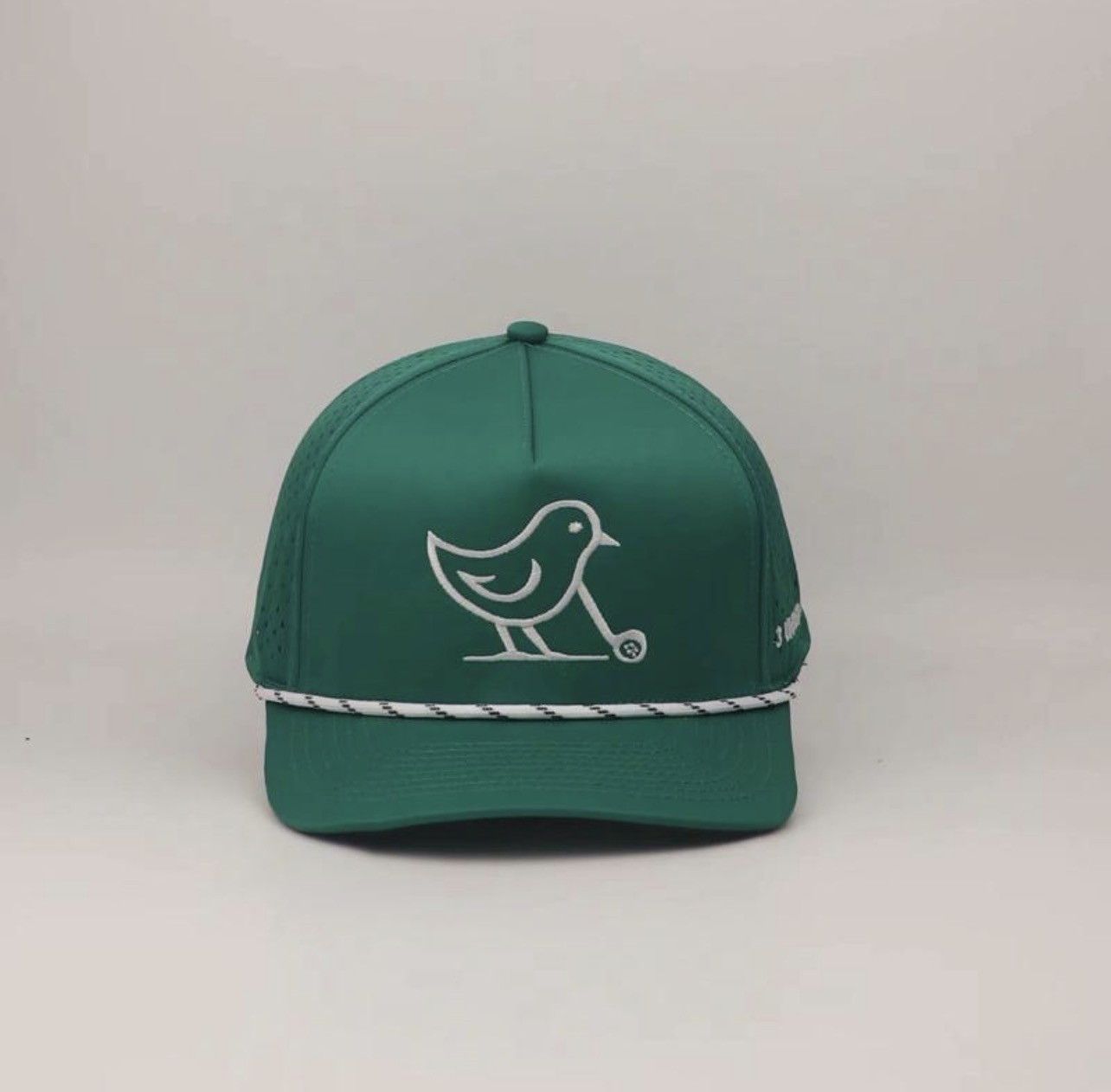 3 Under Par Co "Tap in Birdie" Edition Golf Hat - Green with Perforated Design and White Trim view 3