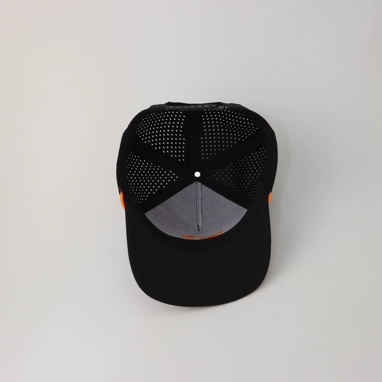 3 Under Par Co "Tap in Birdie" Edition Golf Hat - Black with Perforated Design and Orange Trim view 6
