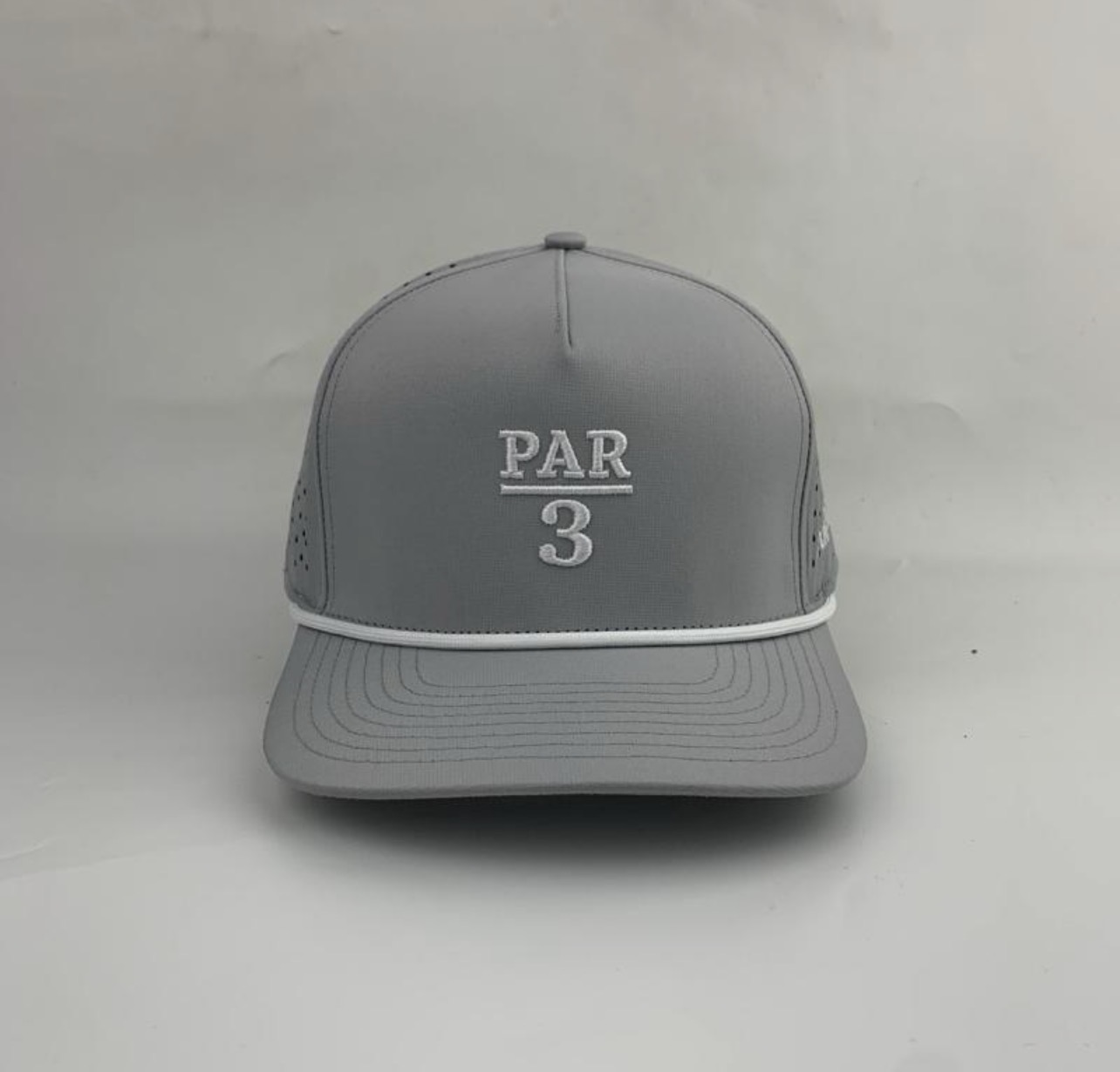 3 Under Par Co "Par 3" Edition Golf Hat - Grey with Perforated Design and White Trim view 3