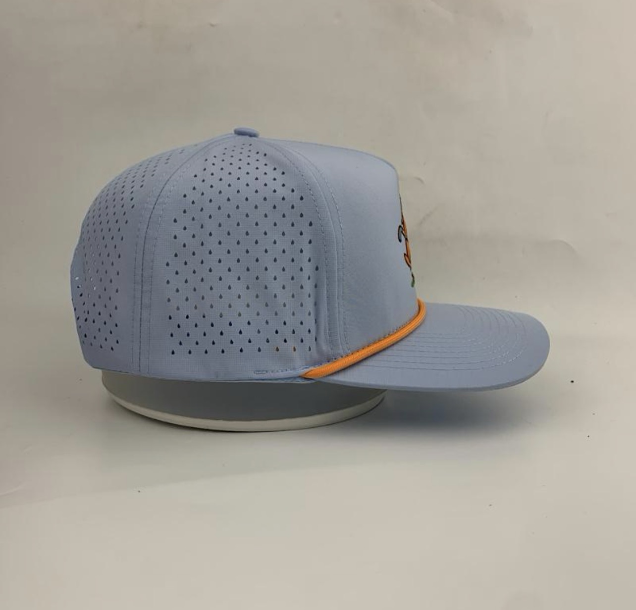 3 Under Par Co "Golden Birdie" Edition Golf Hat - Light Blue with Perforated Design and Orange Trim view 5