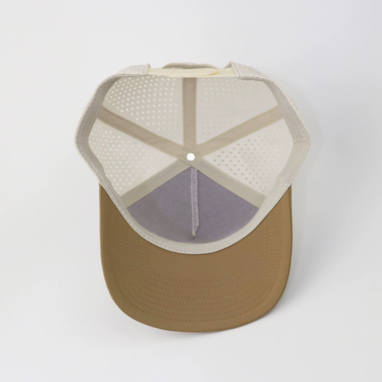 3 Under Par Co "Par 3" Edition Golf Hat - Cream with Perforated Design and Tan Trim view 5