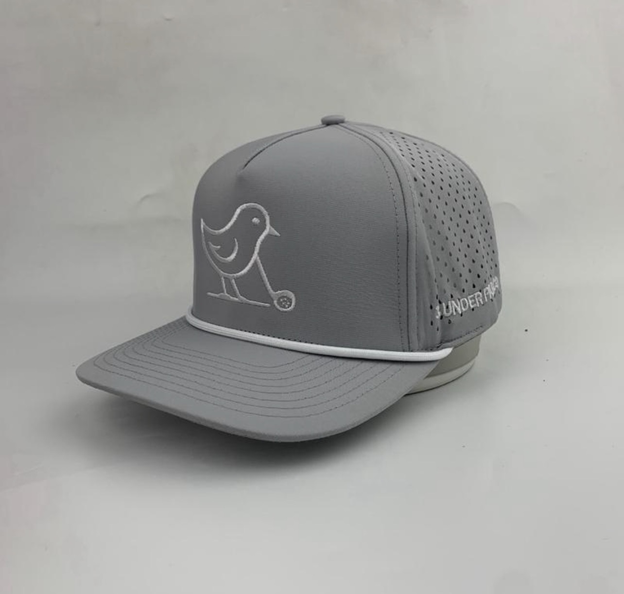 3 Under Par Co "Tap in Birdie" Edition Golf Hat Gray with Perforated Design and White Trim for Optimal Comfort view 2