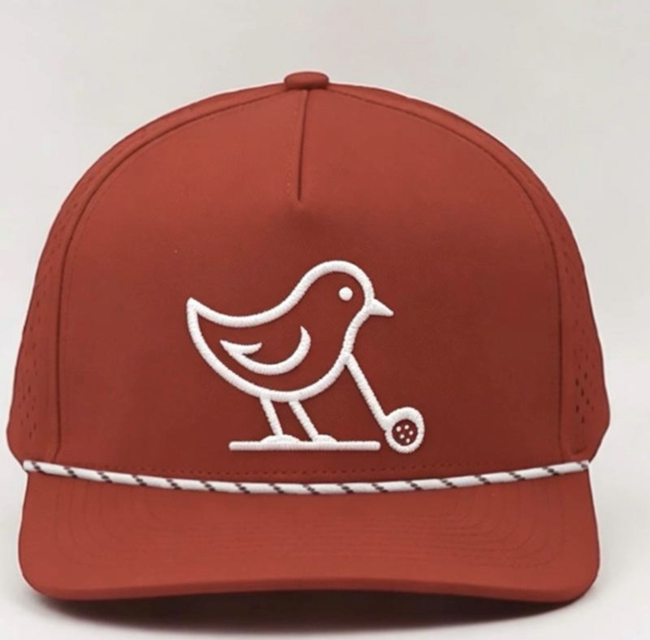 3 Under Par Co "Tap in Birdie" Edition Golf Hat - Red with Perforated Design and White Trim view 2