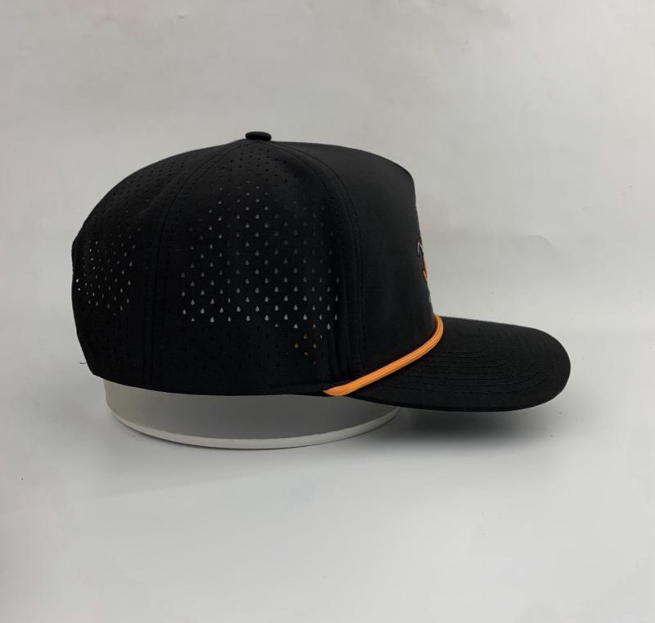 3 Under Par Co "Golden Birdie" Edition Golf Hat - Black with Perforated Design and Orange Trim view 6