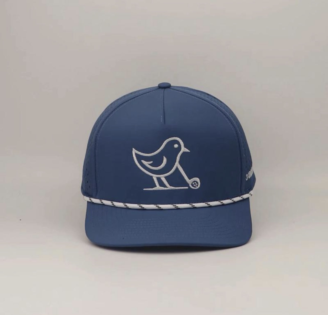 3 Under Par Co "Tap in Birdie" Edition Golf Hat - Blue with Perforated Design and White Trim view 3