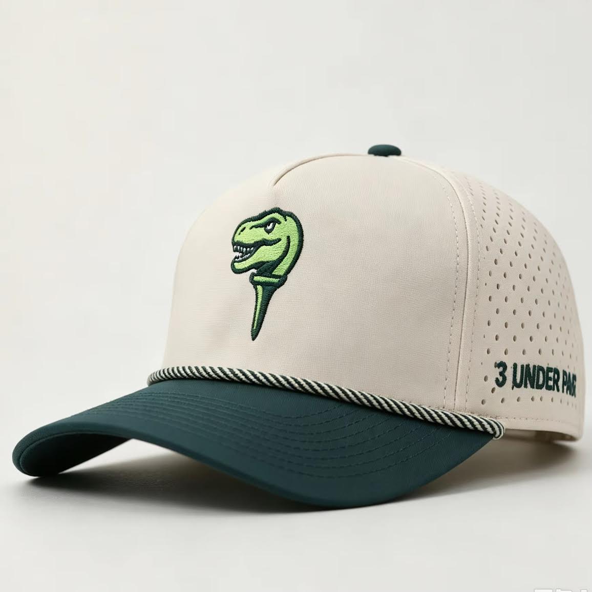 Tee-Rex Hat — Cream / Forest Green